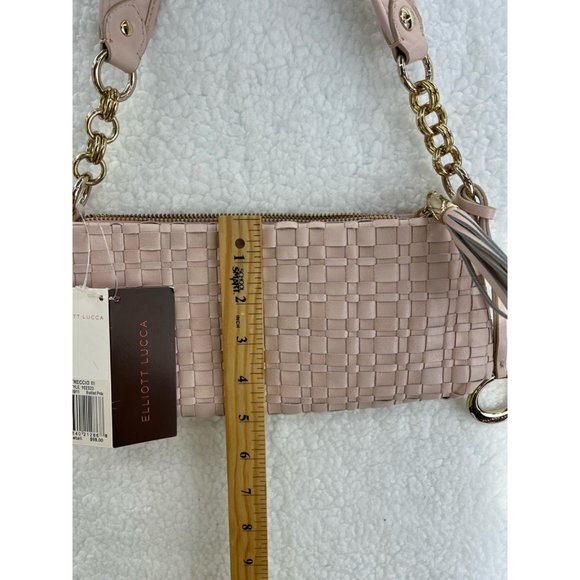 Elliott Lucca Womens Intreccio III Hobo Handbag Pink Basket Wave Sling S New - Picture 6 of 9